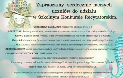Zdjęcie do Konkurs recytatorski już wkr&oacute;tce